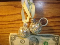 2 Two USA Shredded Currency Iridescent Hanging Christmas Ornaments=Money,Cash
