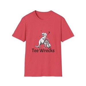 Tee Wrecks! Funny Golf New Print Dino TRex Unisex Softstyle T-Shirt - Picture 1 of 57