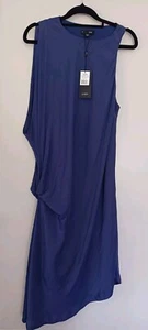SABA BLUE JENIL DRAPED ASYMMETRICAL MIDI DRESS SIZE 12. BNWT RRP $169 - Picture 1 of 12