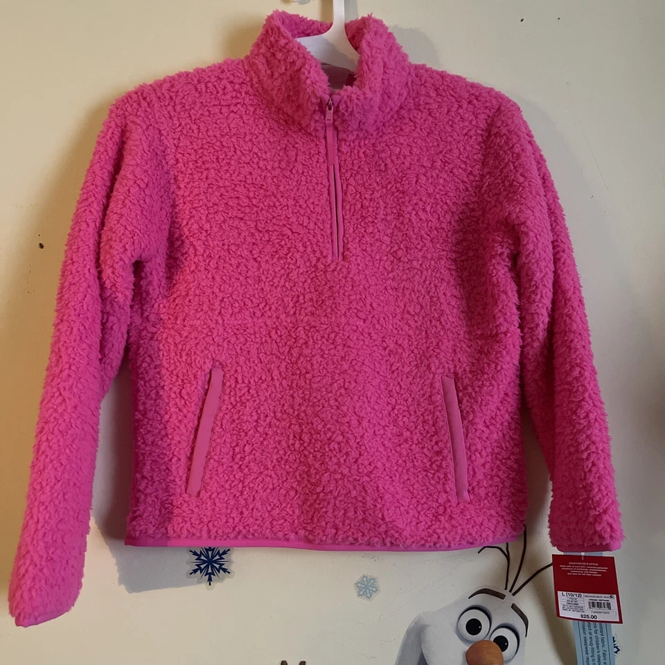 Wondershop Kids Faux Shearling Half Zip Up Pajama Pink Large Size 10/12 Pink