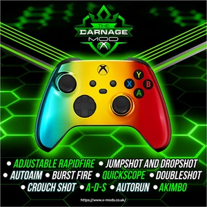 XBOX ONE SERIES RAPID FIRE CONTROLLER - CARNAGE 3.0 MOD - Rasta Chrome - All CoD - Picture 1 of 7