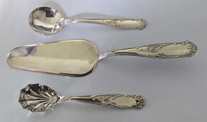cake slice, Cream, soup spoon baroque floral pattern Jami 100 silver-plated - Picture 1 of 6