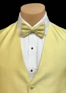 Men's Yellow Tuxedo Vest & Tie Choice Long or Bow Formal Wedding Groom Prom  - Picture 1 of 8