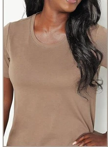 LOGO Principles by Lori Goldstein Size 2X Cocoa Short Sleeve Cotton Modal Top - Picture 1 of 3