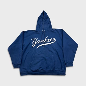 Vintage Majestic New York Yankees Hoodie Mens XL Blue MLB Baseball 90s Pullover - Picture 1 of 7