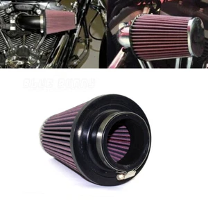 Red High Flow Air Filter Element Oval Tapered For Harley Road King FLHR FLSTN - Picture 1 of 8