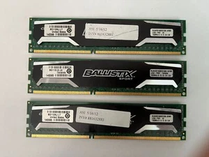 12GB 3X4GB CRUCIAL BALLISTIX SPORT DDR3 1600MHZ BLS4G3D1609DS1S00.16FMR A4-9(1) - Picture 1 of 4