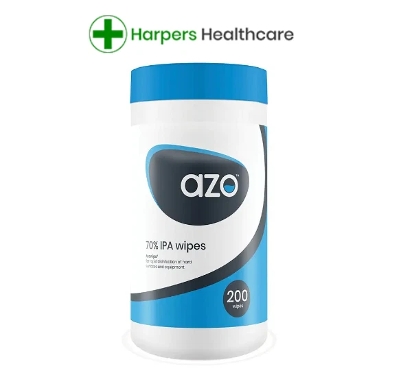 AZO Hard Surface Disinfectant Wipes AZO 70% IPA, Tube (200 pcs)