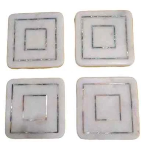 Set 4 sottobicchieri quadrati in pietra marmo con intarsio madreperla pesante 4" - Foto 1 di 10