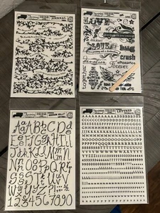 7Gypsies Elements Rubbings 4 Pkgs Vintage Inspired Rub-Ons LOVE , VINES, LETTERS - Picture 1 of 7