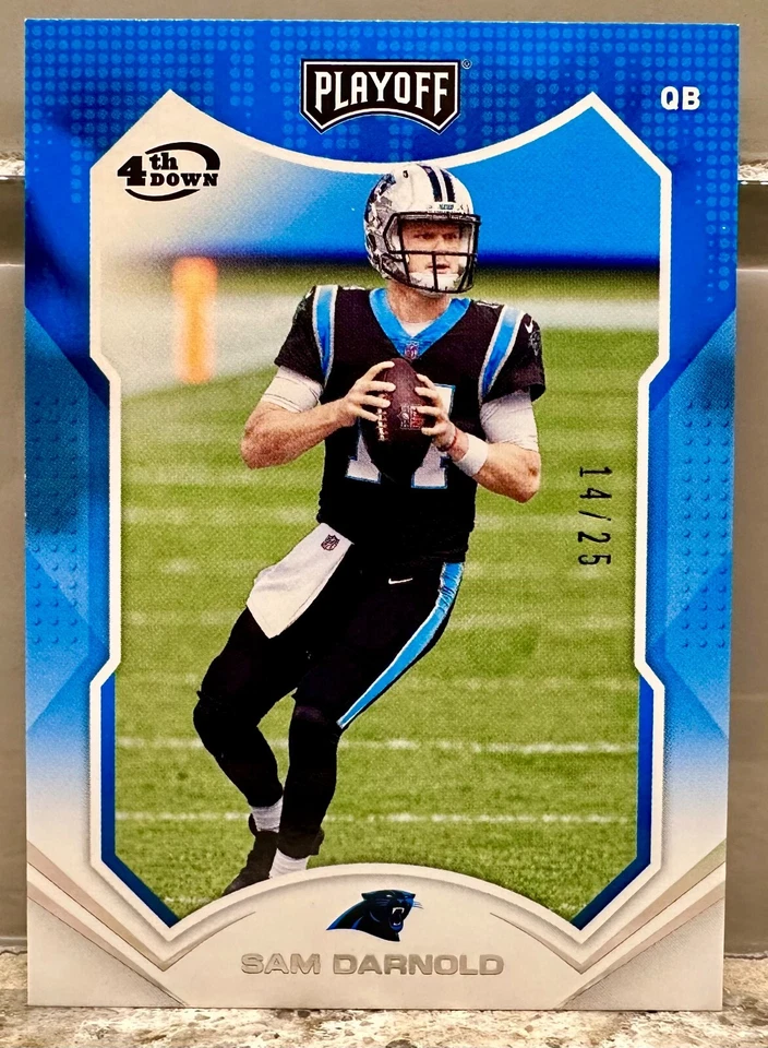JERSEY # MATCH! 2021 Panini Playoff Football Sam Darnold 4th Down 14/25! (1/1)! - Image 1 of 2