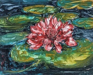 Trujillo Art -not Jose ) framed waterlily pad lotus pond  botanical meditate - Picture 1 of 1