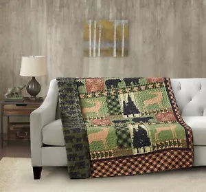 Virah Bella - Autumn Forest Green - Lightweight Quilted Throw Blanket 50"x60" - Picture 1 of 1