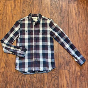 Vans Para Hombres Abotonada Talla S Púrpura Cuadros Manga Larga Patinador Preppy Escuela Profesor - Imagen 1 de 7