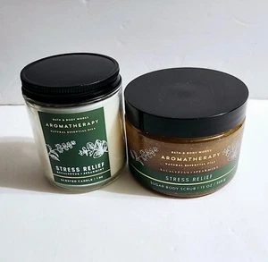 Bath and Body Works Eucalyptus Spearmint Stress Relief Body Sugar Scrub & Candle - Picture 1 of 3