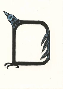 CROW RAVEN HALLOWEEN PRINT OF PAINTING ACEO ALPHABET LETTER D FOLK ART Magic 🍁 - Picture 1 of 1
