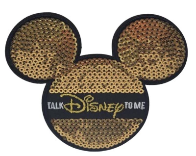 Disney Parks Patched Mickey Icon w/ Gold Sequins Talk Disney To Me New Free Ship - Image 1 of 4