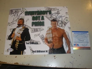 Ted DiBiase Jr. Sr. Dual Auto Autograph 8x10 Photo PSA DNA - Picture 1 of 2
