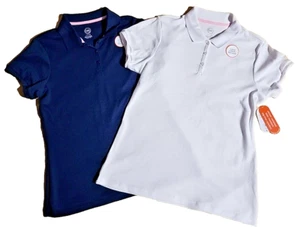 2 pc Wonder Nation Juniors' Uniform Short Sleeve Polo Size L (11-13) White Blue - Picture 1 of 8