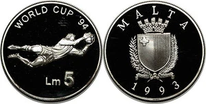 MALTA   5 LIRI 1993 KM#107   SILVER - Imagen 1 de 1