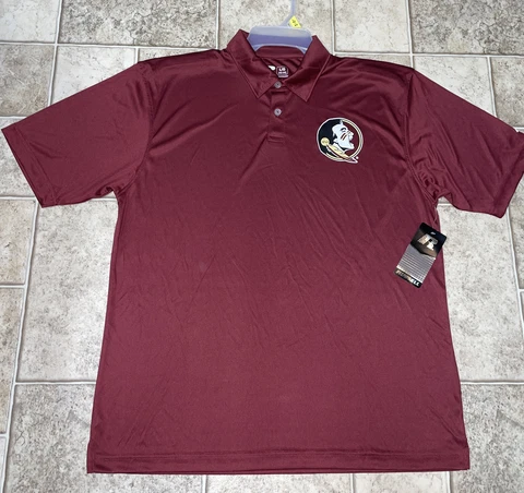 NWT Mens Russell Burgundy Florida State Seminoles FSU Polo Shirt Size Lg 42-44 Cover