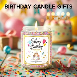 🕯️ 9 oz 🎈 Feliz Cumpleaños 🎂 Vela con Vainilla 🎁 Aroma Crema 🆕 - Imagen 1 de 8