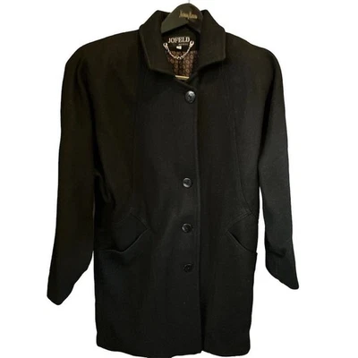 JOFELD Vintage Women's Black Wool Overcoat Jacket Size M - Image 1 of 4