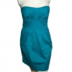 Windsor Womens Strapless Dress Size S Turquoise Bow Pockets - Picture 1 of 6