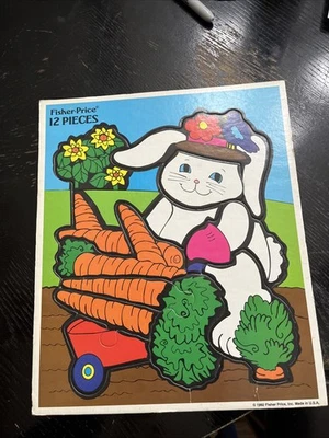 Fisher Price Marco Bandeja Puzzle Conejo Zanahorias EE. UU. 1992 De Colección 12 Piezas Foto 1 de 4