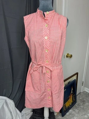 Винтажный имбирь печать платье на пуговицах сарафан без рукавов с карманами - Изображение 1 из 4