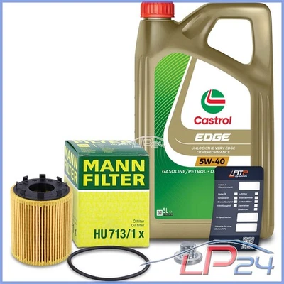 MANN FILTRE À HUILE + 5L CASTROL EDGE FST 5W-40 POUR OPEL AGILA A 1.3 03-07 - Photo 1/4