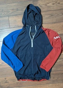 Michael Kors Color Block Windbreaker 1/4 Zip Hooded Jacket Men L Sport Designer - Picture 1 of 11