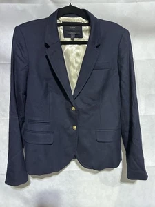 J. Crew Women's 16 Schoolboy Blazer Navy Blue Gold Wool Blend Preppy Classic EUC - Picture 1 of 5