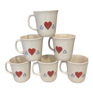 6er Set Corning Corelle Heimatstadt rot Kaffee Tee Tassen Becher Herz Bauernhaus - Bild 1 von 6