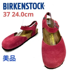 Birkenstock Messina Women's Clog Sandals Pink Red Leather Flat Shoes Strap EU37 - Picture 1 of 24