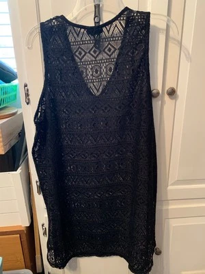 NUEVO SIN ETIQUETAS Apt 9 XXL Negro Crochet Cubrir Vestido Estilo Tanque  Foto 1 de 2