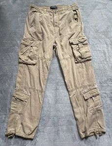 Aeropostale Cargo Pants Mens Small Beige Utility Baggy Grunge Skater Y2K - Picture 1 of 13