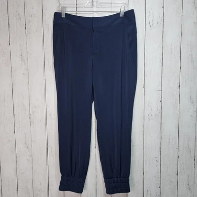 Helmut Lang Women's Blue High Rise Flat Front Lightweight Joggers Pockets Size M - Image 1 of 4
