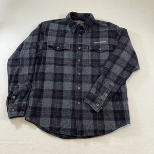 Harley Davidson Wool Blend Shirt Shacket Schwarz Grau Rot Herren M Bestickt - Bild 1 von 7