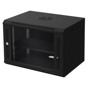 Netzwerkschrank 19" 7U Wandmontage Glas abschließbar Fassungsvermögen 60 kg schwarz - Bild 1 von 10