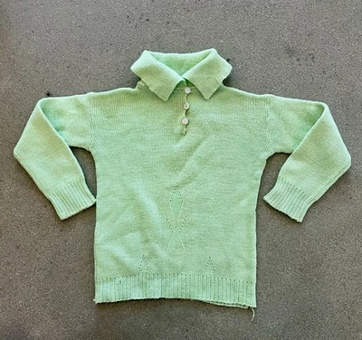 Suéter de lana unisex vintage años 40’s ASCHERS VERDE MENTA para niños Foto 1 de 4
