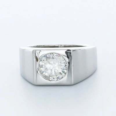 Anillo clásico de oro de 18k con diamantes naturales de corte redondo de 2 quilates G SI2 Foto 1 de 4