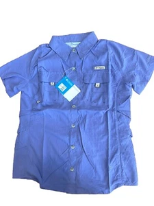 Columbia PFG Fishing Shirt Youth Girls Large Purple Short Sleeve NEW Vented - Picture 1 of 6