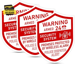 3PCS Security Alarm System Sign for Home,Self-Adhesive Weatherproof 24 Hours Sec - Picture 1 of 7