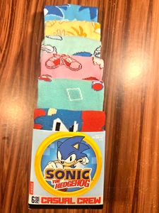 Sonic the Hedgehog Socks 6 Pair Crew Socks Size 8-12 Bioworld Video Game Sega - Picture 1 of 9