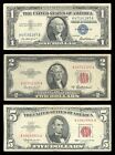 Set Of 3 Paper Money Silver Certificate, & Red Seal $1 1957 $2 1953 $5 1963 Fine