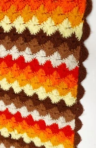 Vintage MCM Handmade Crochet Throw Afghan 50” x 80” Heavy Brown Orange Yellow - Picture 1 of 5