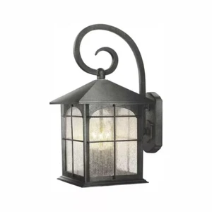 Brimfield 17.5 In. Aged Iron 3-Light Line Voltage Outdoor Wall Light Sconce with - Picture 1 of 9