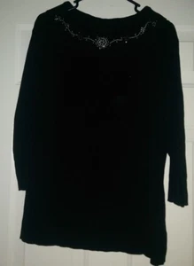 Dressbarn Womens Shirt Top Blouse Size 18/20 18W/20W Black Floral - Picture 1 of 4