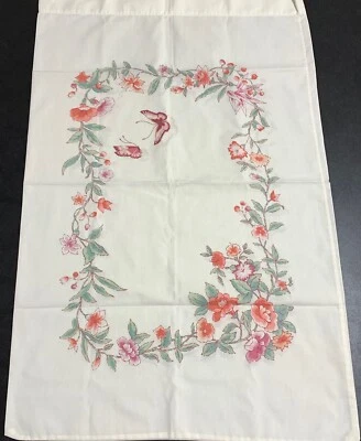 Single Vintage Utica Pillowcase Floral Butterfly Standard Floral No Iron Percale - Image 1 of 4